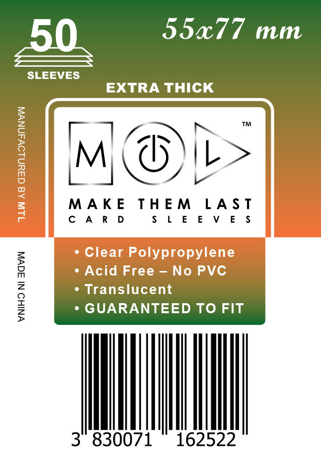 TTMD 55x77 mm 50pcs Thick Board Games & Card Sleeves – MTL Sleeves