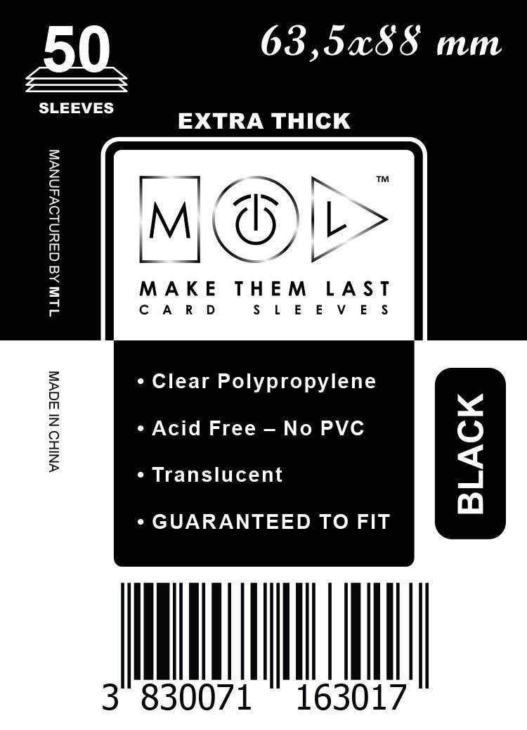 CBK 63,5x88 mm 50pcs Black Thick Board Games & Card Sleeves