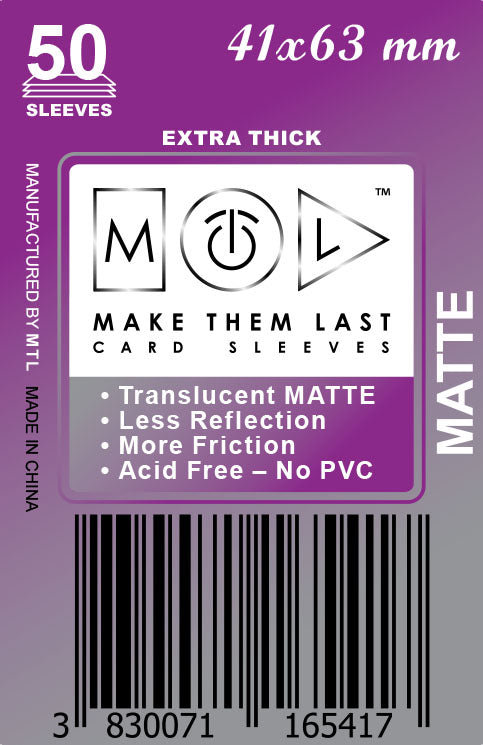 TMUSM 41x63 mm 50pcs Thick Matte Board Games & Card Sleeves – MTL Sleeves