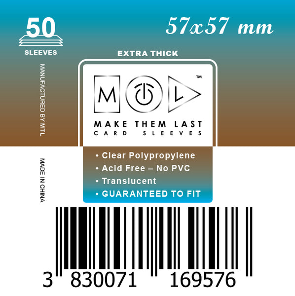 TS57 57x57 mm 50pcs Thick Board Games & Card Sleeves – MTL Sleeves