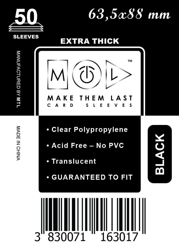 CBK 63,5x88 mm 50pcs Black Thick Board Games & Card Sleeves MTL Sleeves CBK 63,5x88 mm 50pcs Black Thick Board Games & Card Sleeves MTL Sleeves