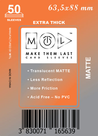 TTCGM 63,5x88 mm 50pcs Thick Matte Board Games & Card Sleeves