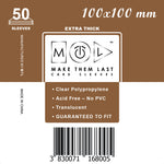TS100 100x100 mm 50pcs Thick Board Games & Card Sleeves