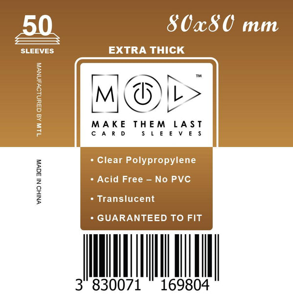 TS80 80x80 mm 50pcs Thick Board Games & Card Sleeves  MTL Sleeves